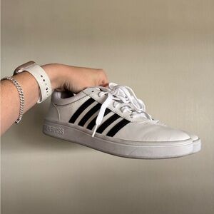 K-Swiss Classic White Sneakers with Black Stripes